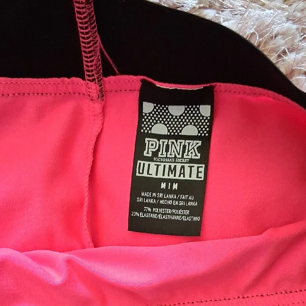 PINK Victoria's Secret Hot Pink Athletic Shorts with Black Waistband - Picture 4 of 4